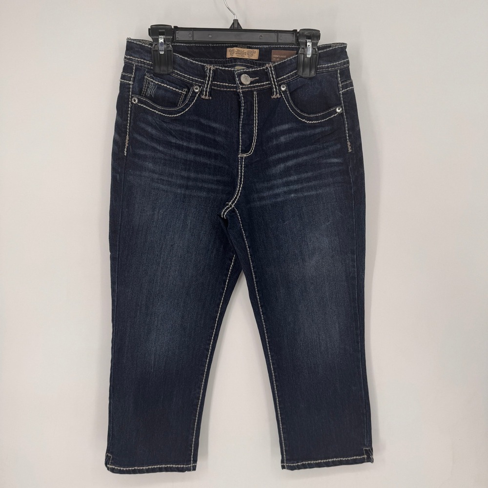 Nine West Vintage America Jeans Womens 10 Blue Good Embellished Capri 30/10